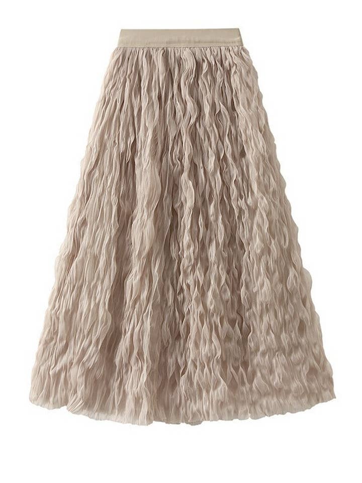 Miss Sparkling - Wholesale Skirt - Women's - Midi Pleated Mesh Skirt