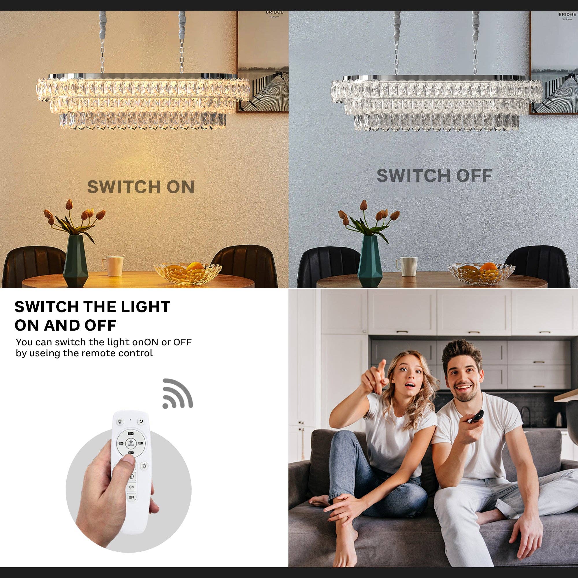 Ledsone - Vente Lustre/Suspension - Lustre de plafond en forme de goutte ovale en cristal ~54248