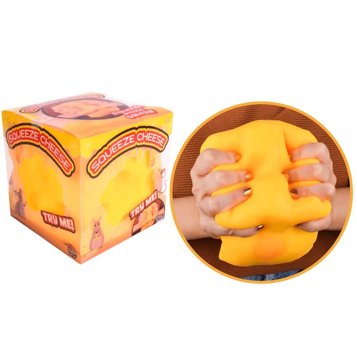 Variety Distributors - Wholesale Toy Set - Kids - Giggle Zone Squeeze Cheese Block 4.25" Sensory Toy