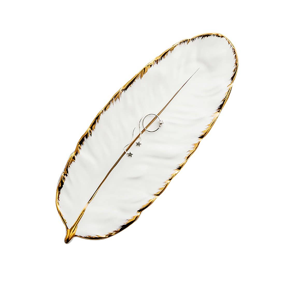 Original Source - Wholesale Jewelry Dish - Large Feather Trinket Dish - White