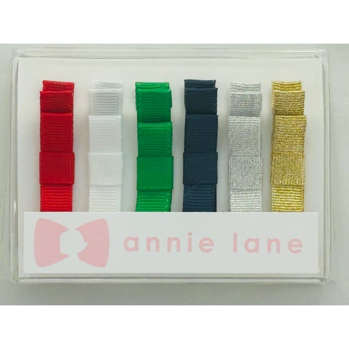 Box of 6 hair bows - holiday #2 for wholesale by Annie Lane