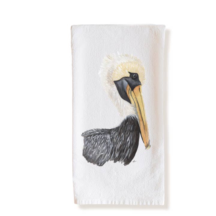 Brun Pelikan Bomulds Viskestykke for engroshandel hos Crows Nest Atelier, LLC