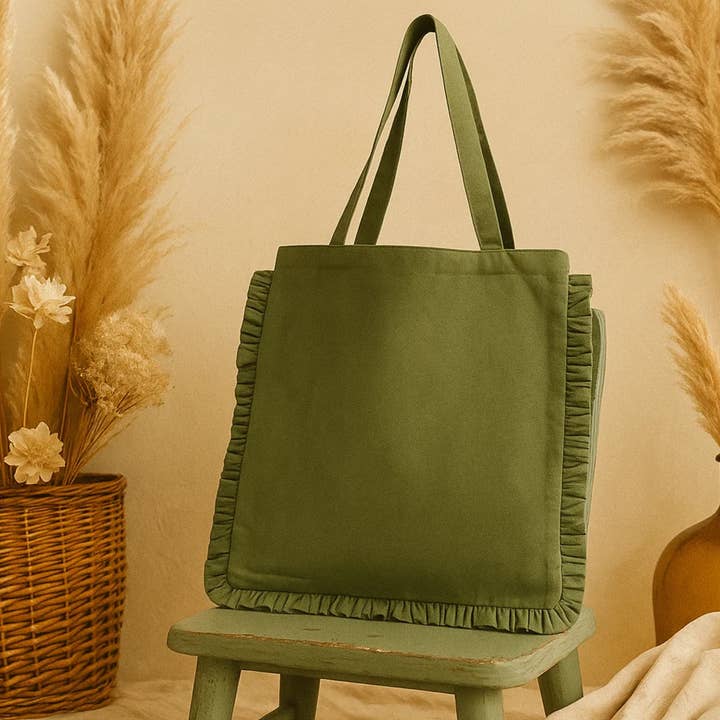 Fabrica Kraft – Engroshandel Tote bag - Dame – Canvas Ruffle Taske | Canvas Farvet Taske | Uden Mærke4