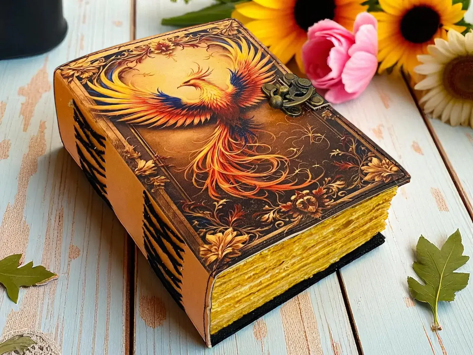 MNM HANDICRAFTS - Wholesale Journal/Diary - Phoenix Leather Journal Rebirth Grimoire Book Handmade Fire1