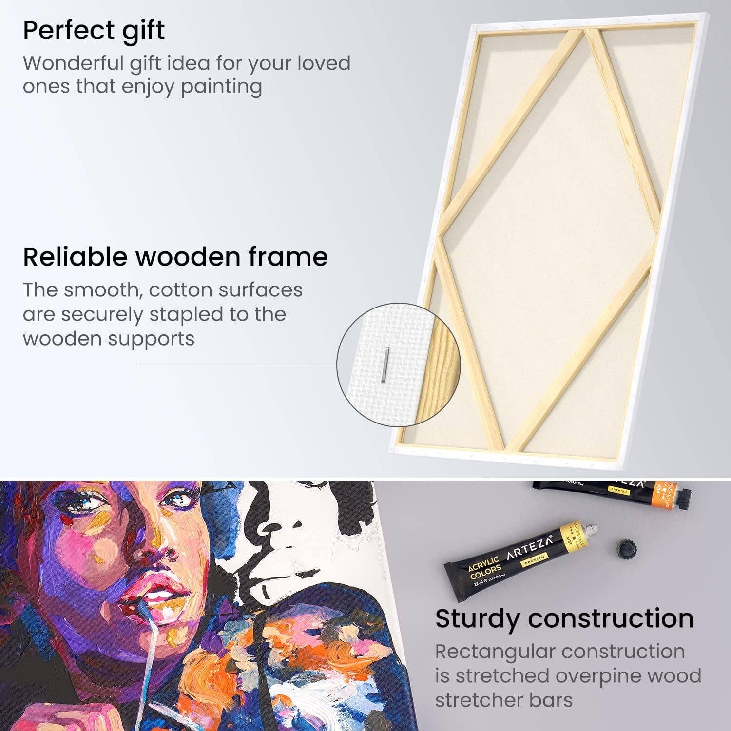 Plaid Crafts - Wholesale Painting/Drawing - Arteza® Classic Stretched Canvas, 24" x 36", 2 pc.1