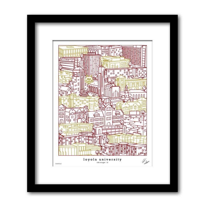 IL Loyola University Campus Kunstwerk Chicago Illinois voor wholesale door Townsville Art