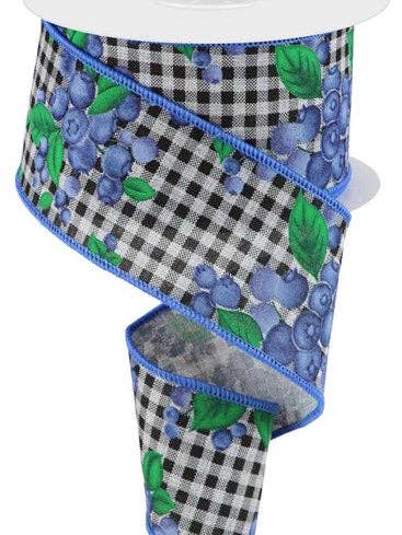 2.5"X10yd Blueberries On Check (O) for wholesale by Waterman's Loft Inc.
