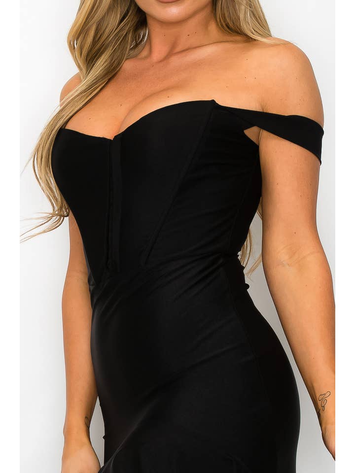 Kimcine - Wholesale Dress - Women's - KD20110Power Satin Corset Tube Top Ruffled Skirt Dress(SALE7