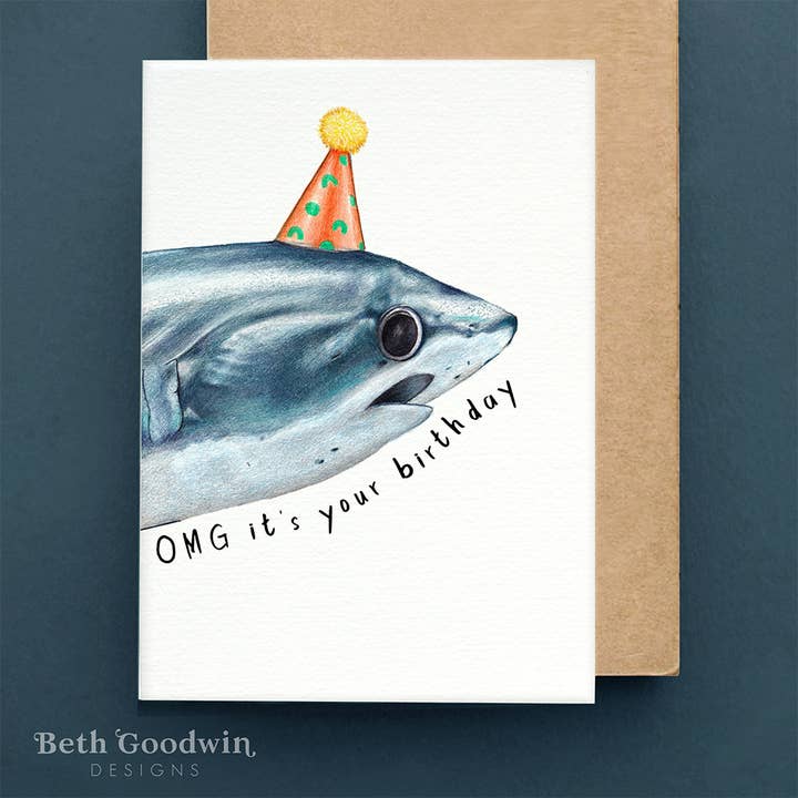 Beth Goodwin Designs - Wholesale Birthday Card - Funny Shark Card | Fish Greetings Cards | Birthday Cards