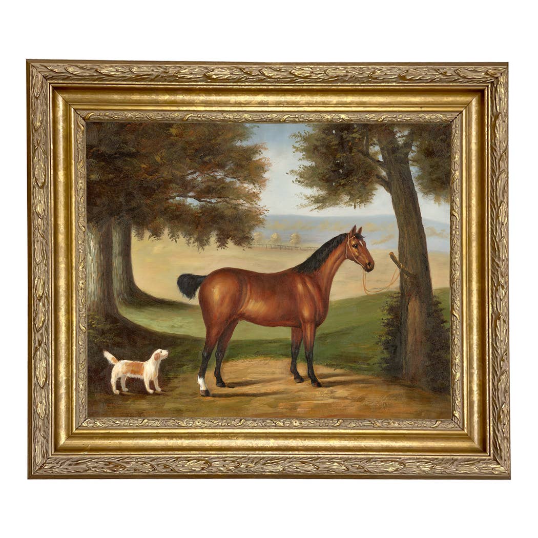 Madison Bay Co. - Historical Home Decor Reproductions - Wholesale Art Print - Horse and Dog in Landscape Vintage Painting Print on Canvas13