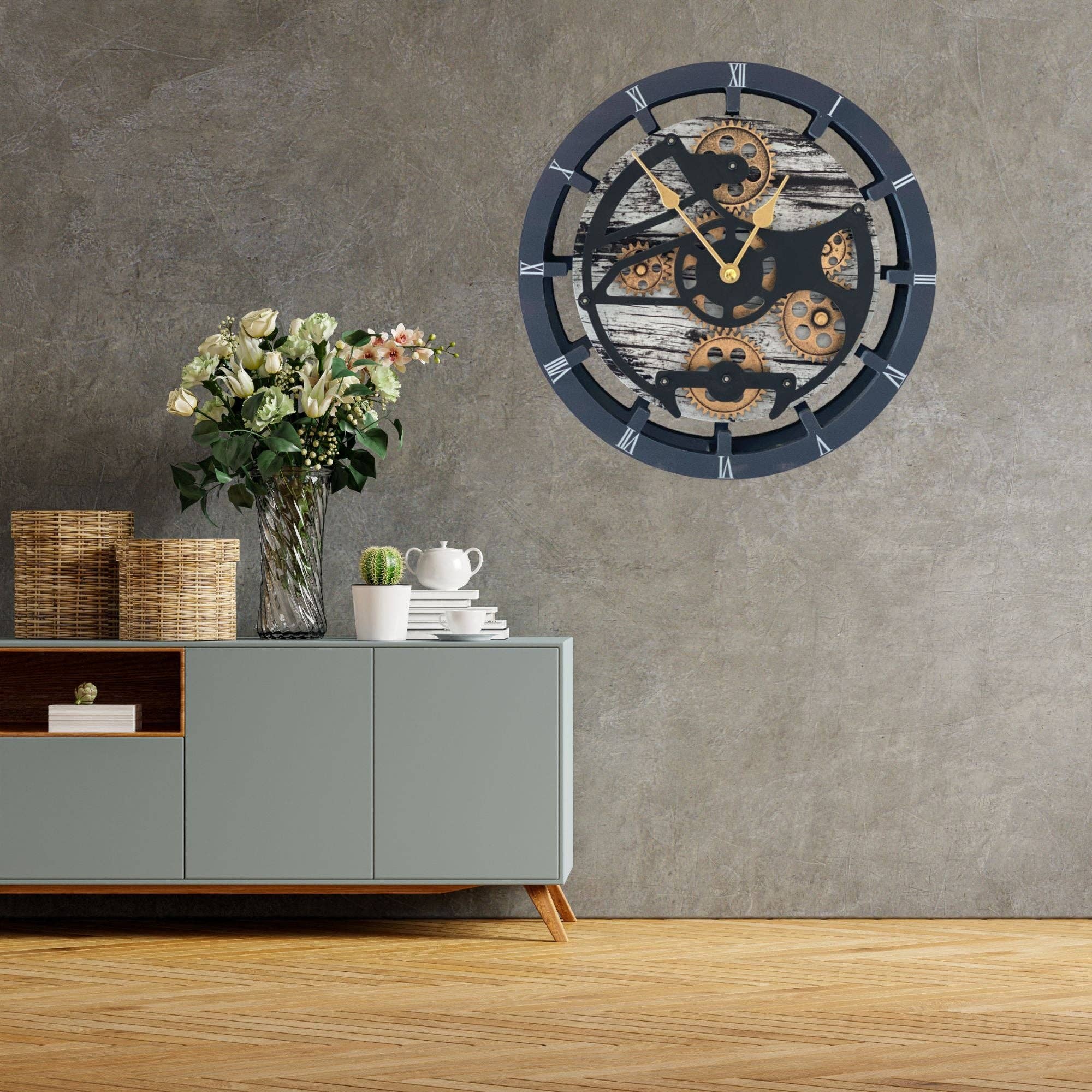 The Gears Clock - Wholesale Wall Clock - CANADA LINE WALL-DESK CLOCK 16 INCH GREY&WHITE5