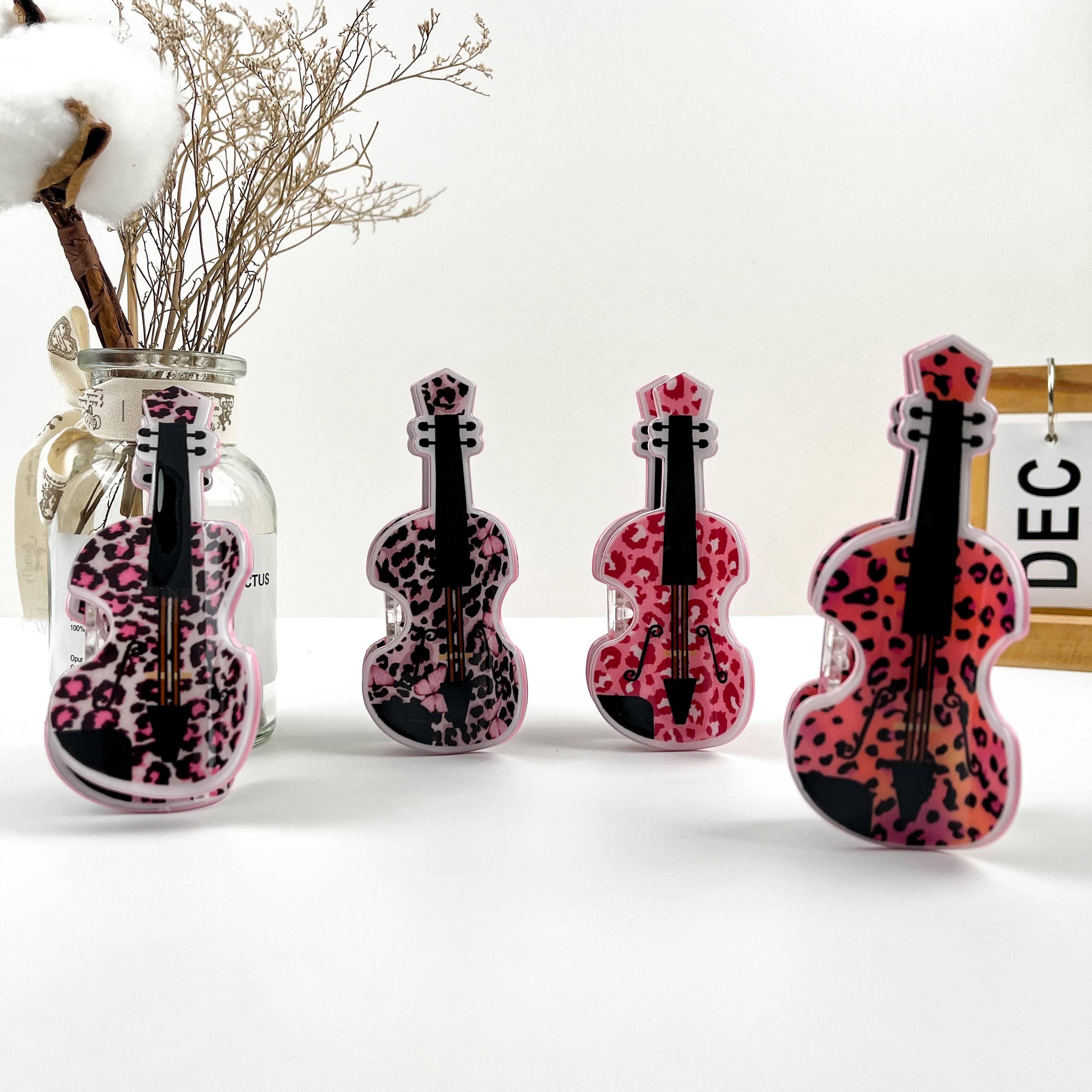 mildstyles - Wholesale Hair clip – Women’s - Leopard Print Guitar Creative Musical Instrument Hair Clip3