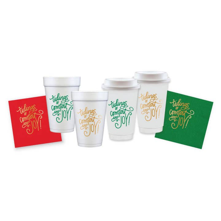 Natalie Chang - Wholesale Disposable Cup - Tidings of Comfort & Joy | Christmas Cups & Napkins (ALL)1