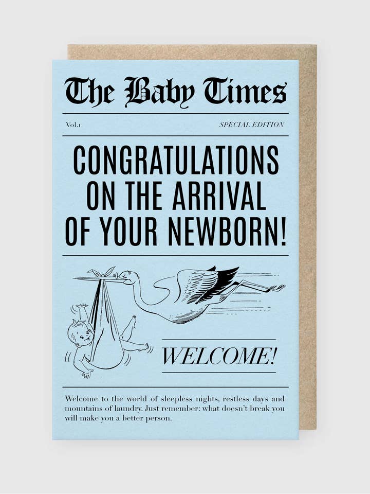 Baby Times Blue wenskaart voor wholesale door Pike Street Press