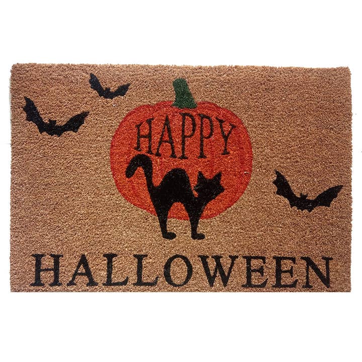 Zerbino d'Ingresso in Fibra di Cocco con Gatto di Halloween (Min 4) per la vendita all'ingrosso da parte di Taylor & Co. - The Taylor Collection
