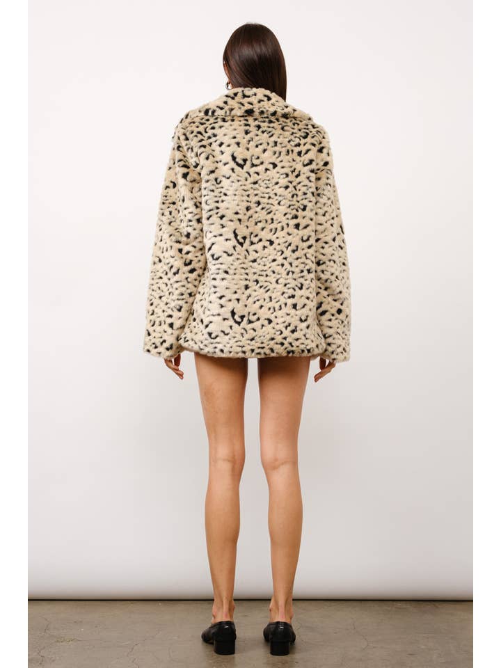 Naya Leopard Faux Fur Coat for wholesale on Faire