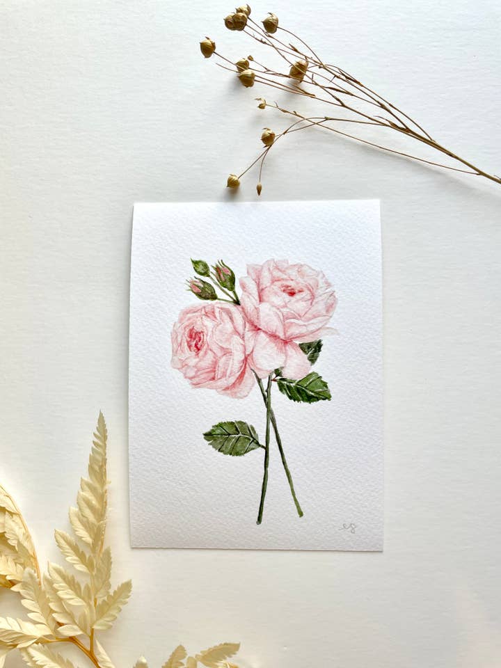 Kunstdruck „Rose, June Birth Flower“ für den Großhandel von Ellen Schaefer Art