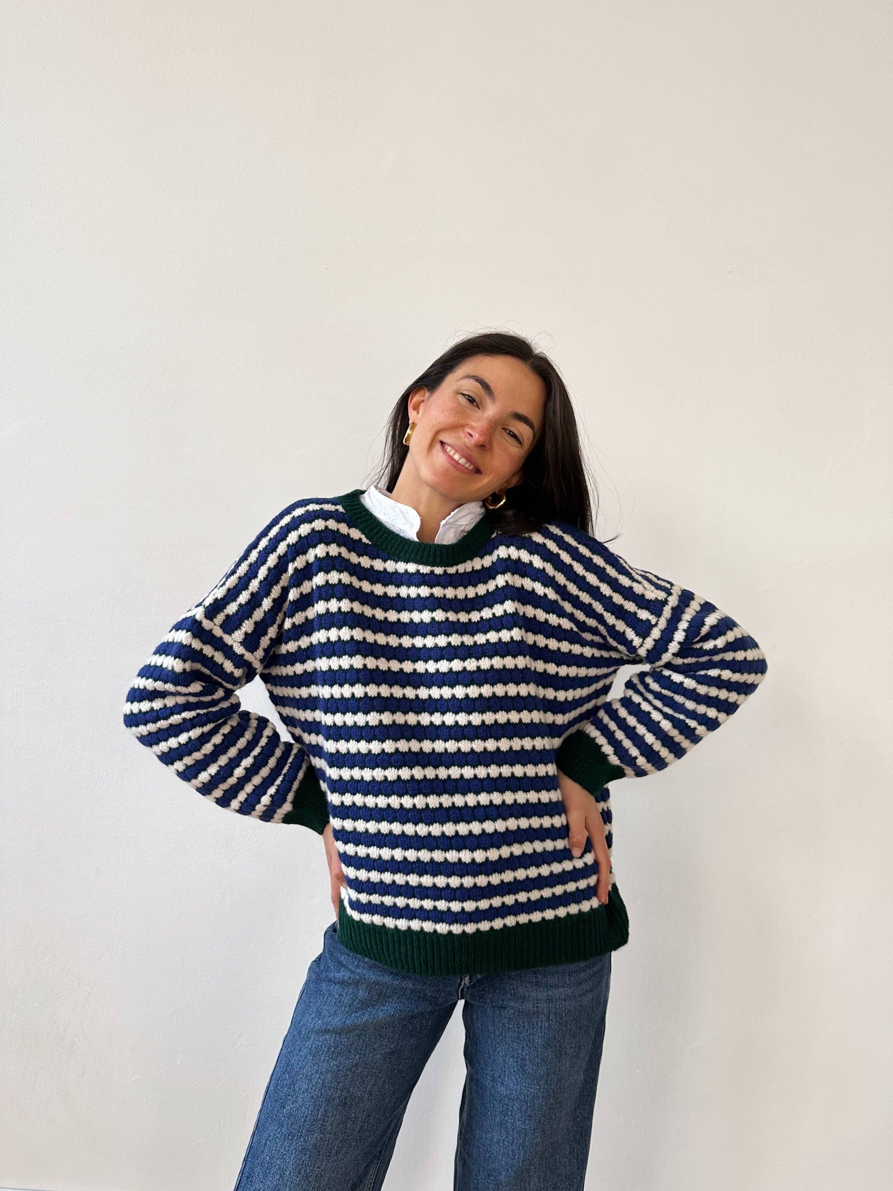 MindTraveler – Pulôver - Mulher por atacado – Suéter Green Cler listrado de mangas longas4