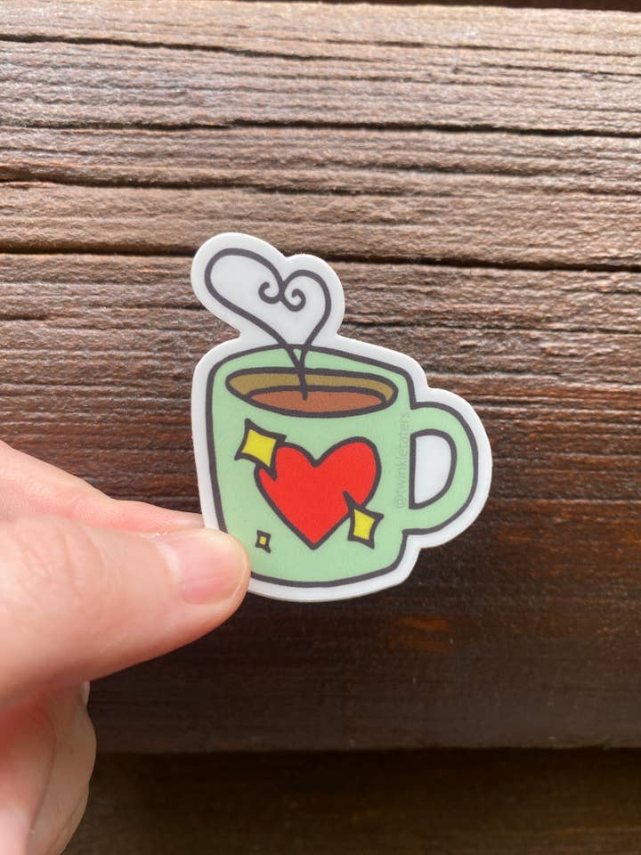 Heart Coffee Mug Vinyl Sticker for wholesale by Designs by Diana - twinkletaters