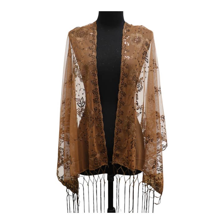 TAPA fashion - Wholesale Scarf – Women's - Sequin Chiffon Embellished Fringe Sheer Shawl Wrap Scarf SC309B. (12pc)8
