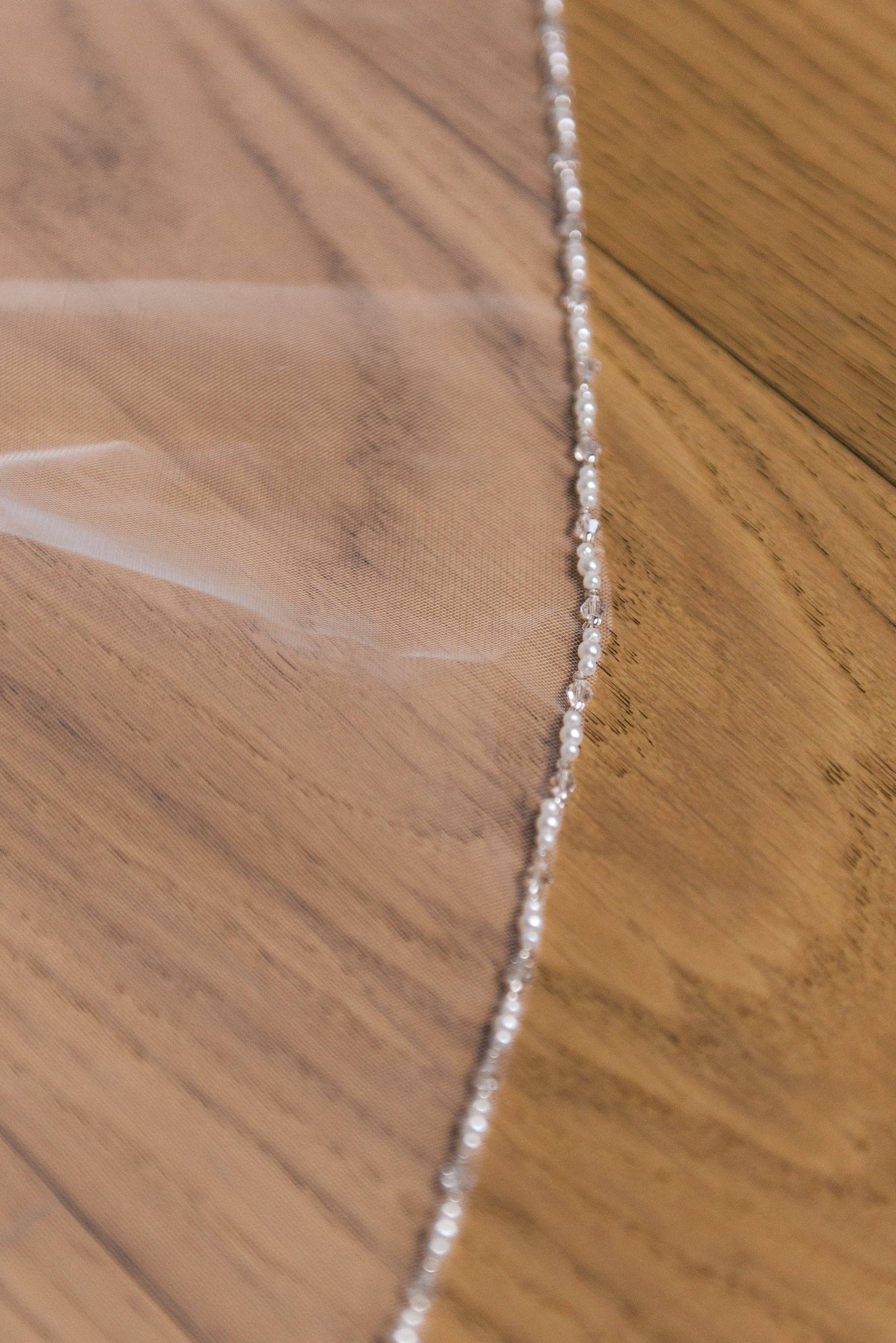 Brides and Belts - Wholesale Veil - Women's - Josephine Beaded Edge Veil with Comb