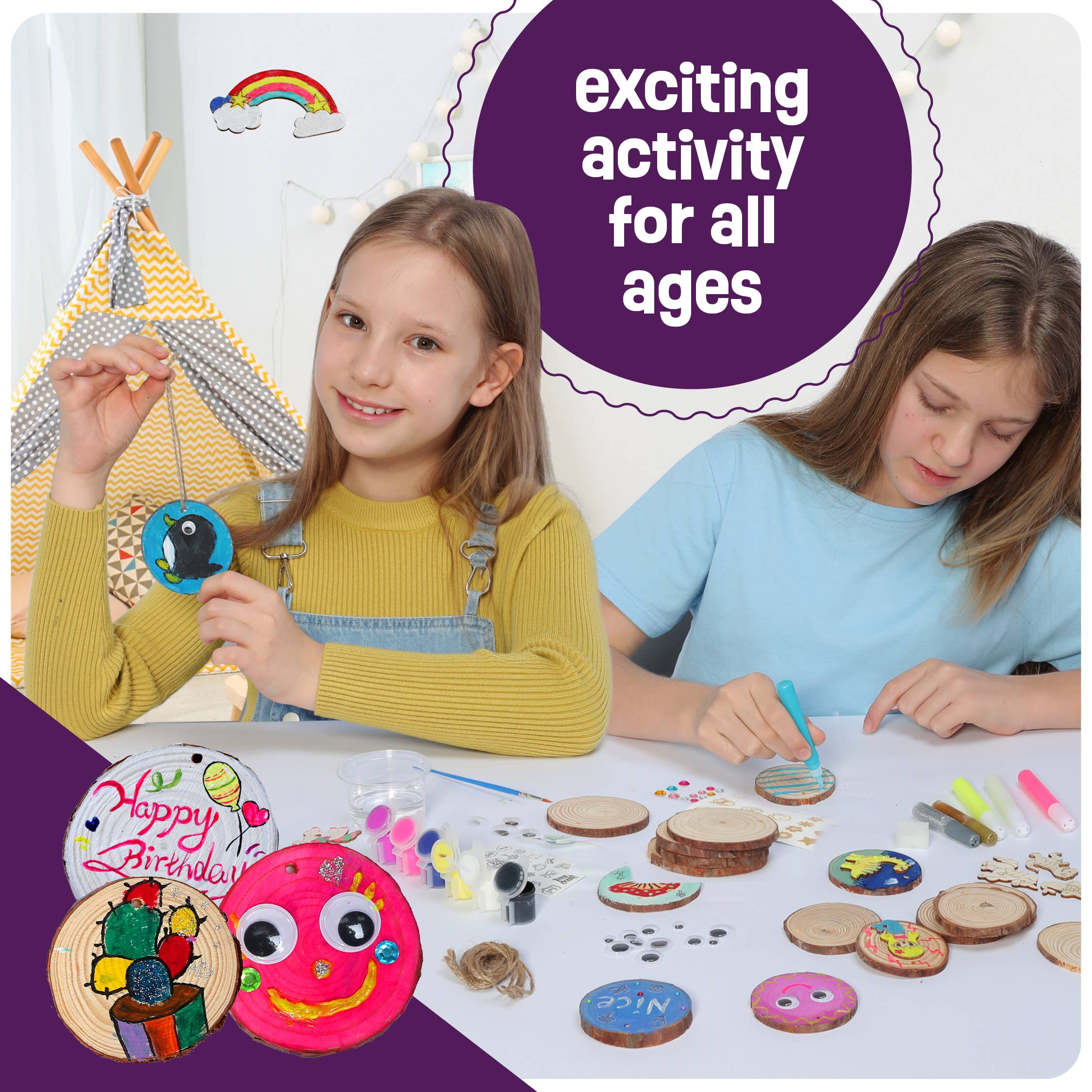 Dan&Darci - Vendita all'ingrosso Kit per lavoretti fai da te - Bambini - Kit per Bambini di Pittura su Legno che Brilla al Buio, Set Artistico Dan&Darci4