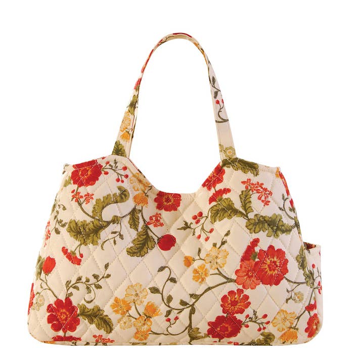 SALE Carlisle Red Floral Tote Bag 11.3" x 7.3" for wholesale by C&F Home
