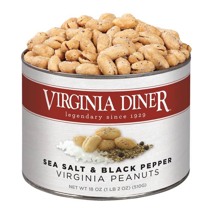 18 oz Sea Salt and Pepper Peanuts for wholesale by Virginia Diner, Inc.