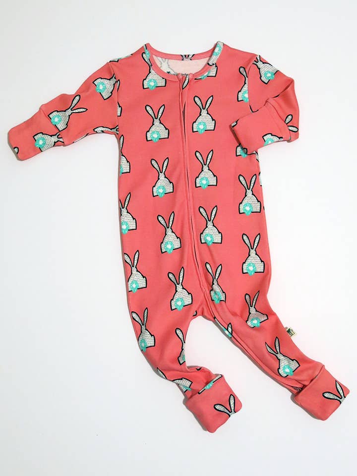 Rabbit Print Zip Sleepsuit for wholesale by cocobabybox