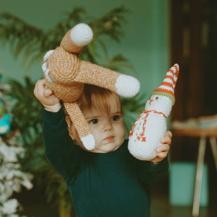 Pebble - Wholesale Handheld Rattle - Baby - Holiday Rattle - Plush Snowman