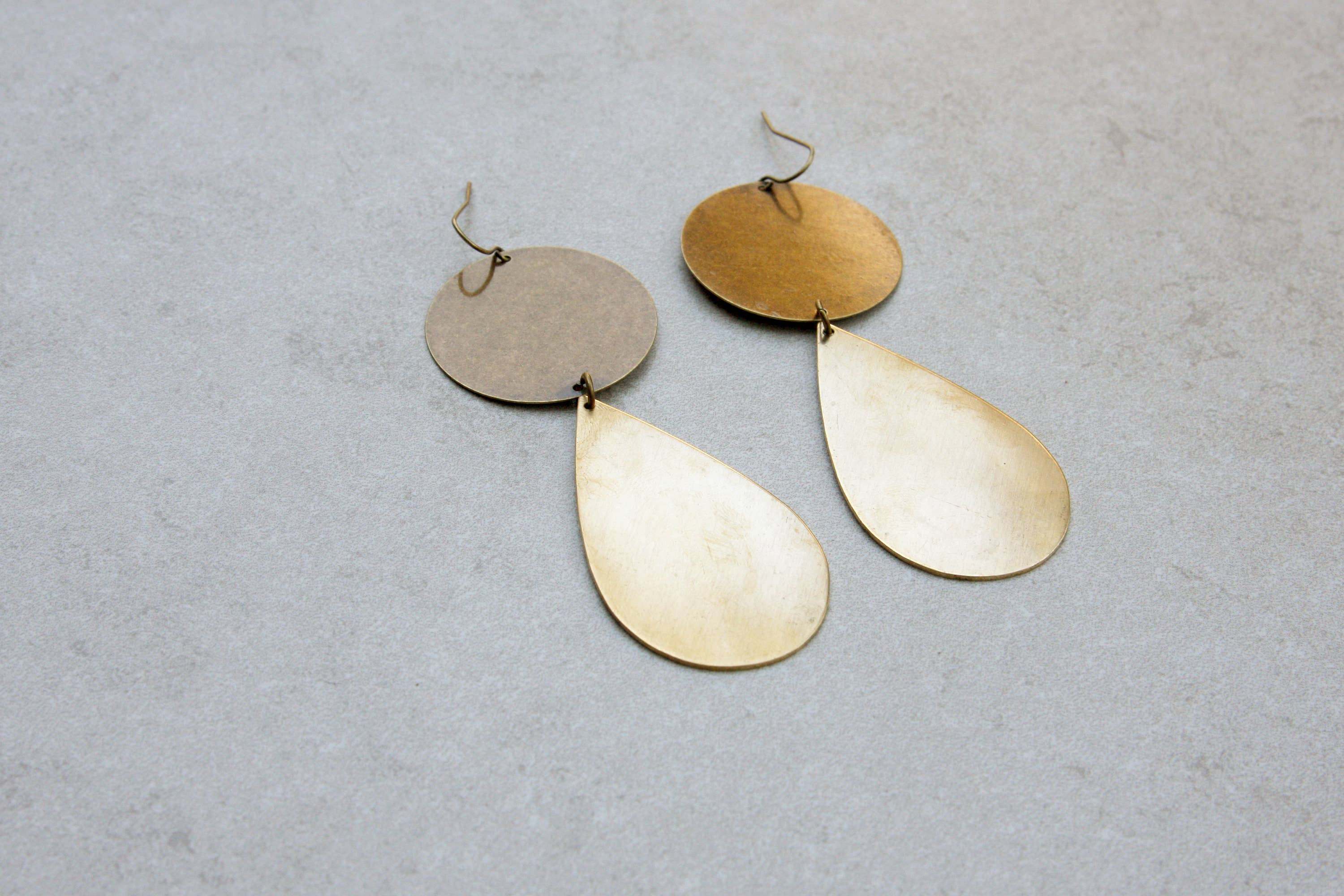 daniAWESOME - Wholesale Dangle Earrings - Brass Coin and Teardrop Earrings2