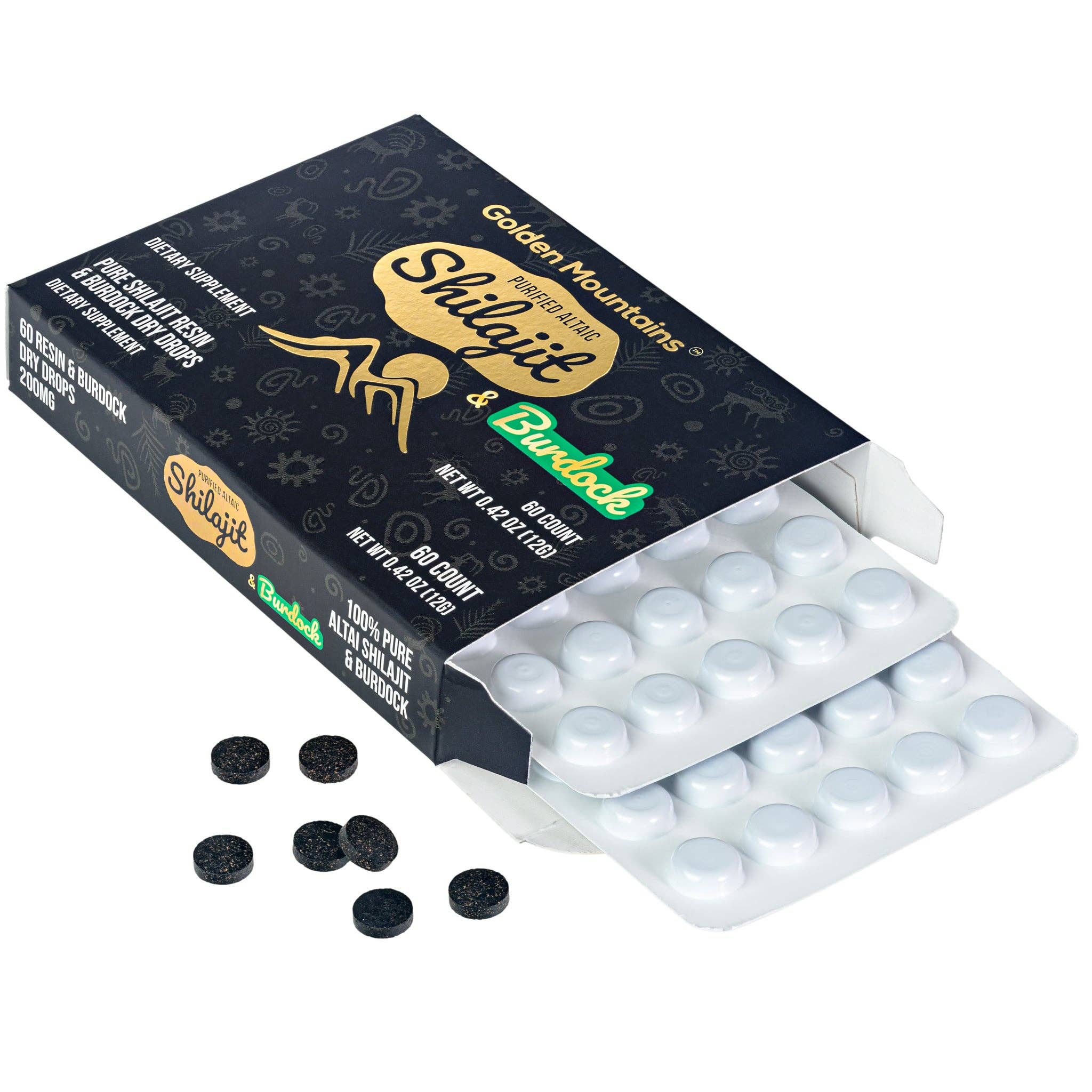 SiberianGreen – Großhandel Nahrungsergänzungsmittel/Vitamin zum Einnehmen – Sibirische Grüne Shilajit-Trockenperlen mit Klettenwurzelextrakt | Altai Goldene Berge | 60 x 200 mg2