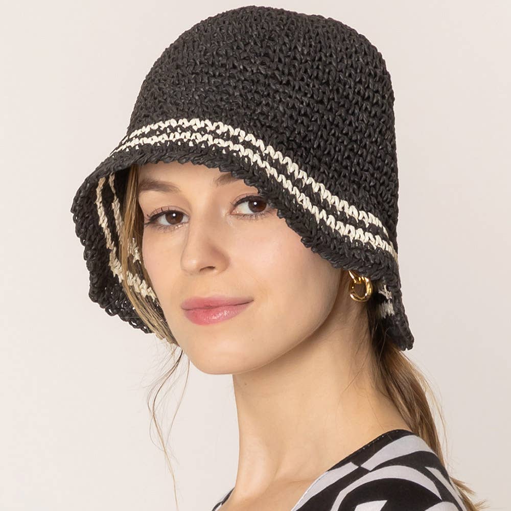 Sensibling Corp. - Wholesale Bucket Hat - Women's - Stripe Straw Bucket Hat7