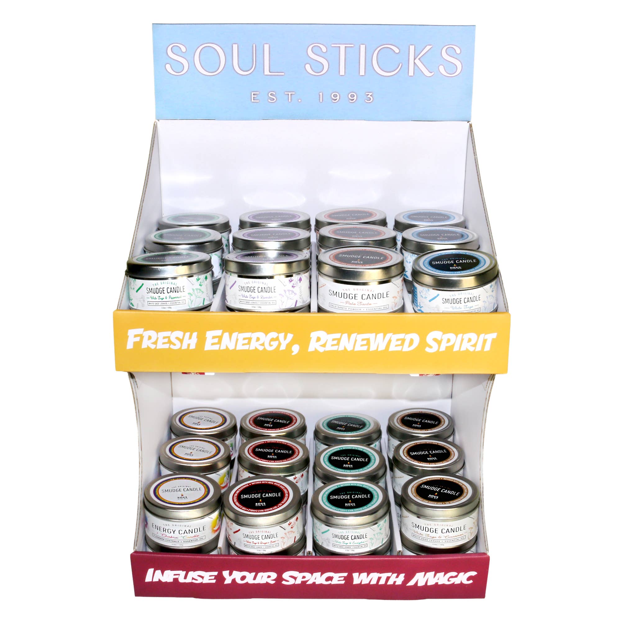 Designs by Deekay Inc. - Wholesale Retailer Display - Home & Living - Smudge Candles Countertop Display Unit (CDUs)1