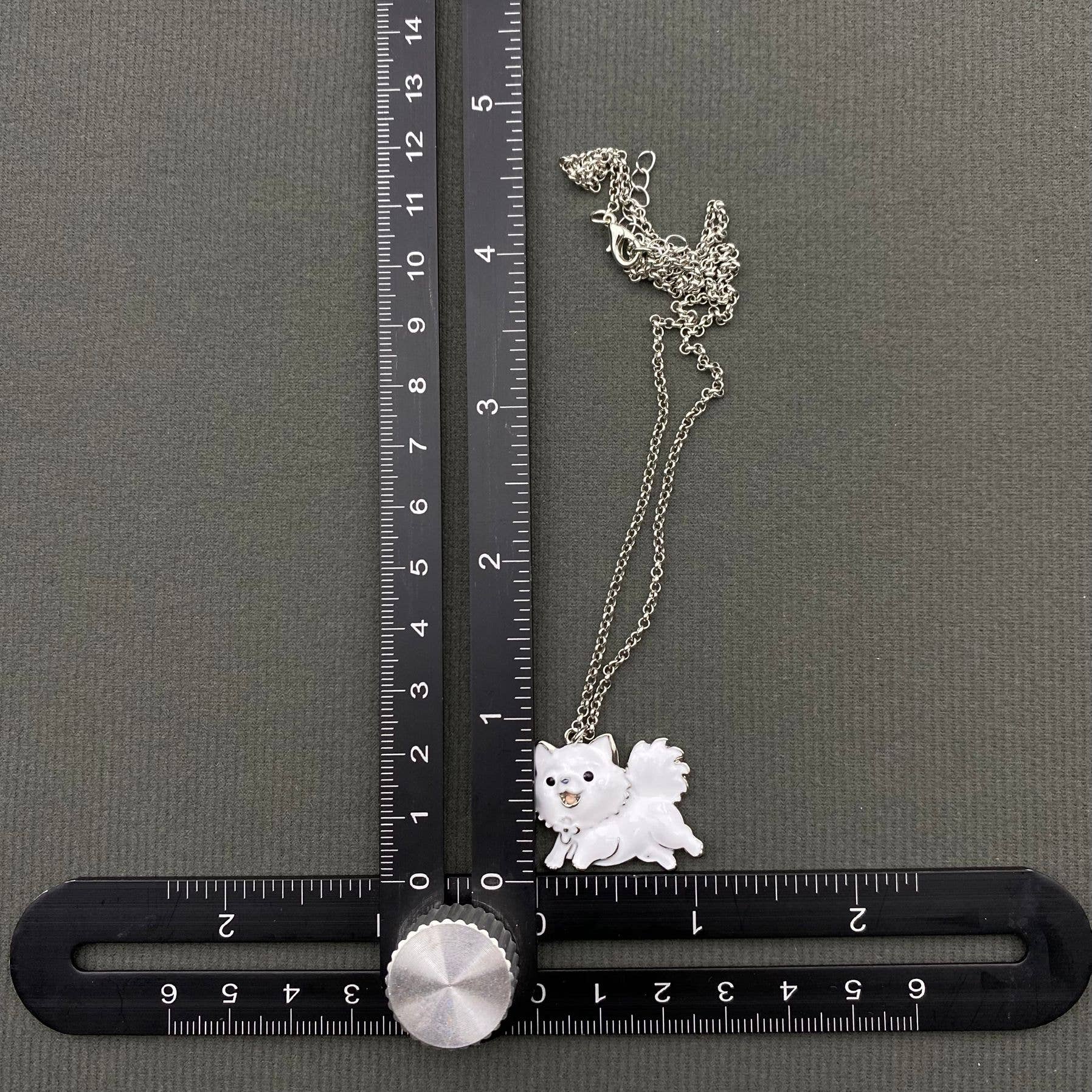 Mio Queena - Wholesale Pendant/Charm Necklace - Enamel White Dog Pomeranian Charm Necklace4