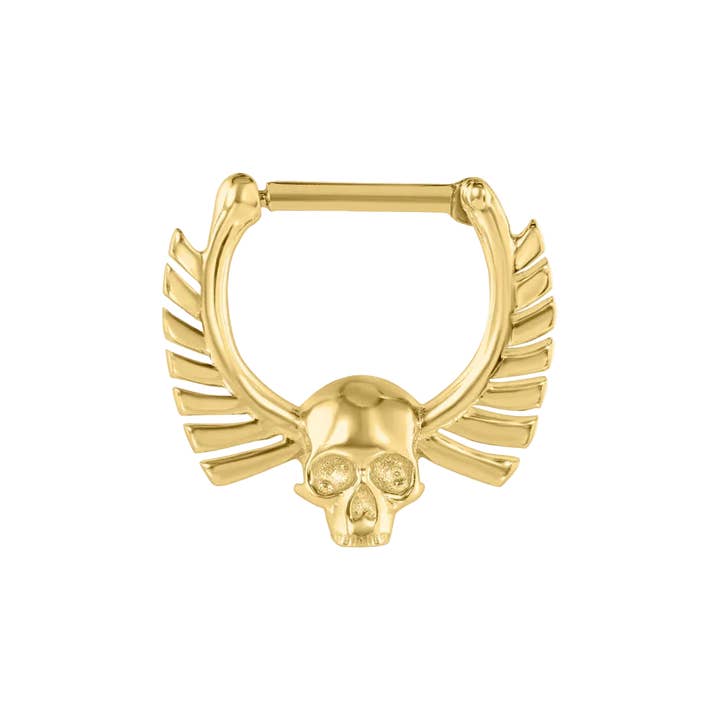 Memento Mori Straight Clicker – 14K & 18K Gold for wholesale by Piercing-zone
