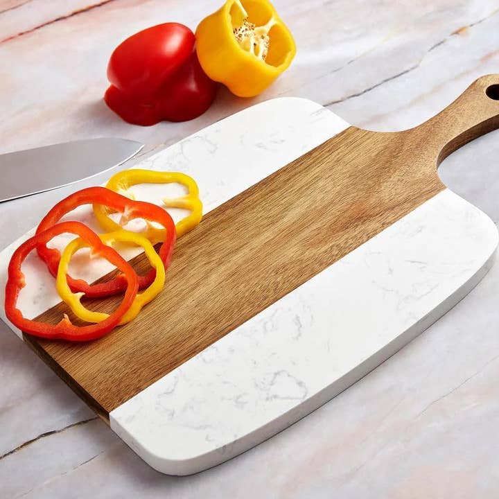 MakerFlo - Wholesale Flatware Serving Piece - makerflo Durable Wood Marble Serving Board for Kitchen