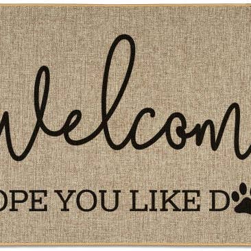 CounterArt/Highland Home/Thirstystone/CoasterStone - Wholesale Floor mat - Linen Look Floor Mat 29.5" x 17.75" - Welcome Dogs