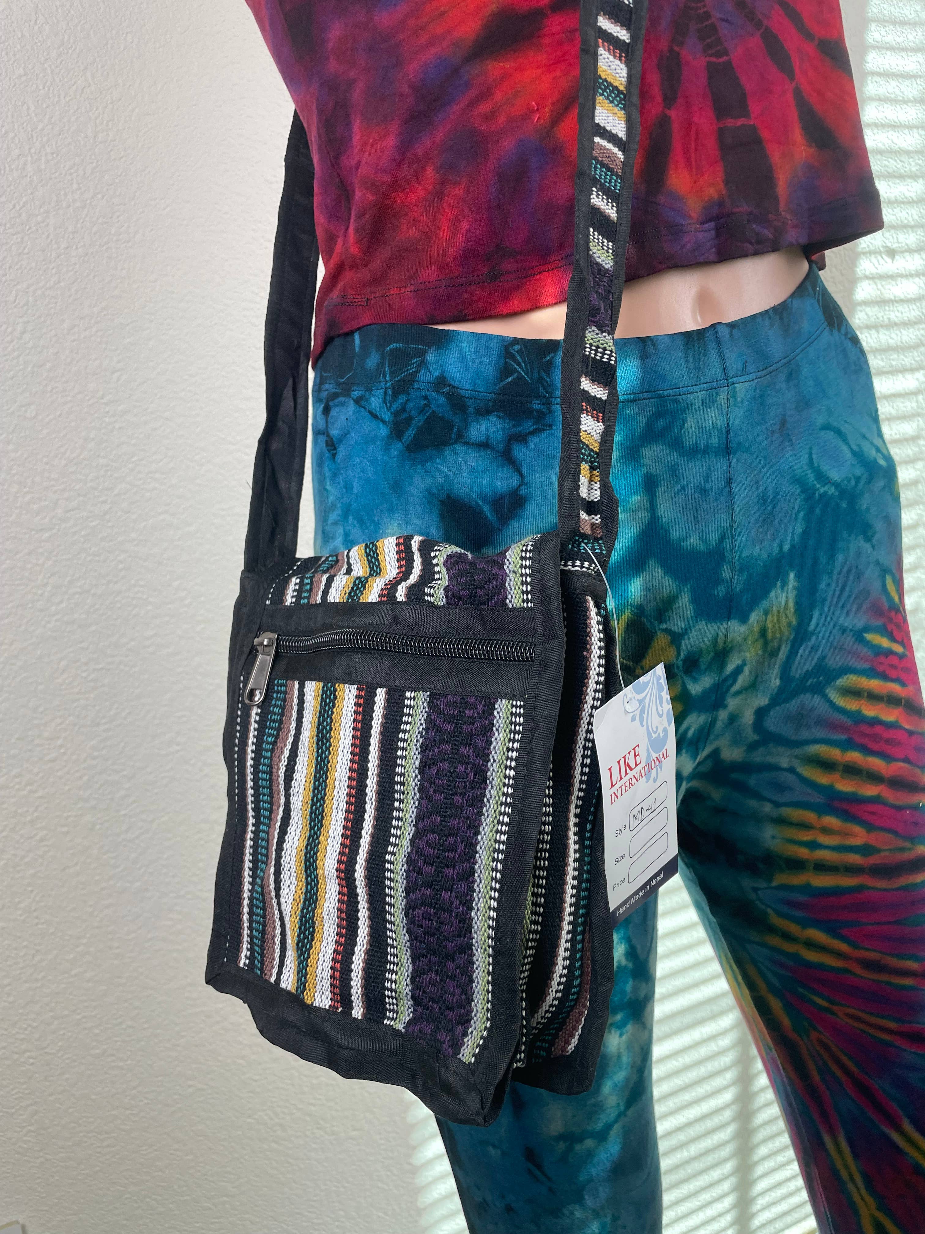 Like International - Vente Sac porté épaule – femme - Adorable coton passeport voyage trois poches rayure ajustable2