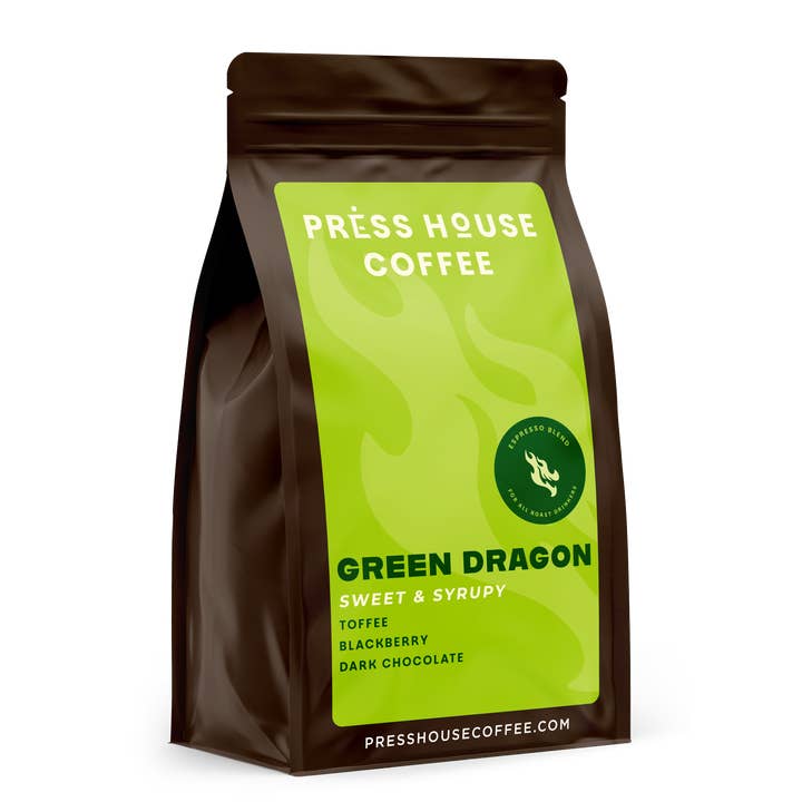 Grüner Drache—4oz Mittel-Dunkle Espresso-Mischung für den Großhandel von Press House Coffee