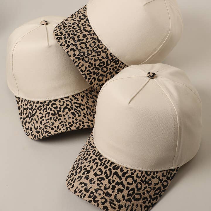 Leopard Pattern Two-Tone Canvas Trucker Hat for wholesale on Faire