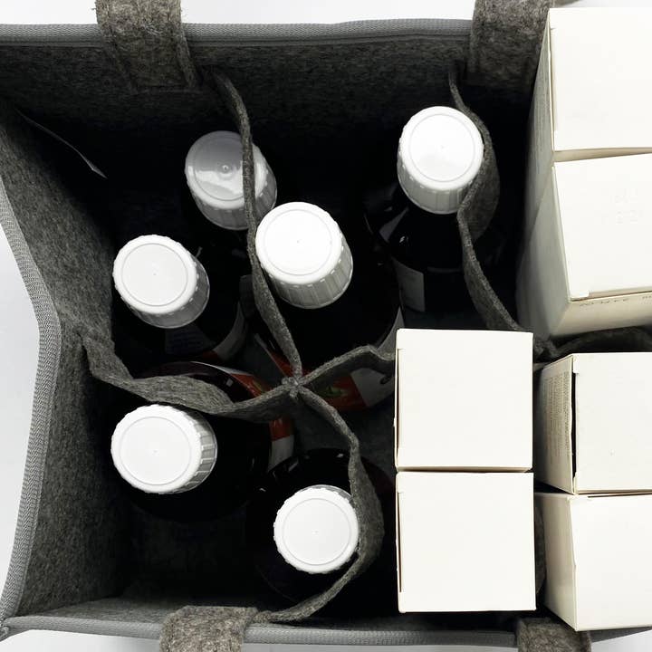 Salzmann Restwaren GmbH - Wholesale Wine Tote - Felt Beverage Carrier Gourmet Bag with Compartments6