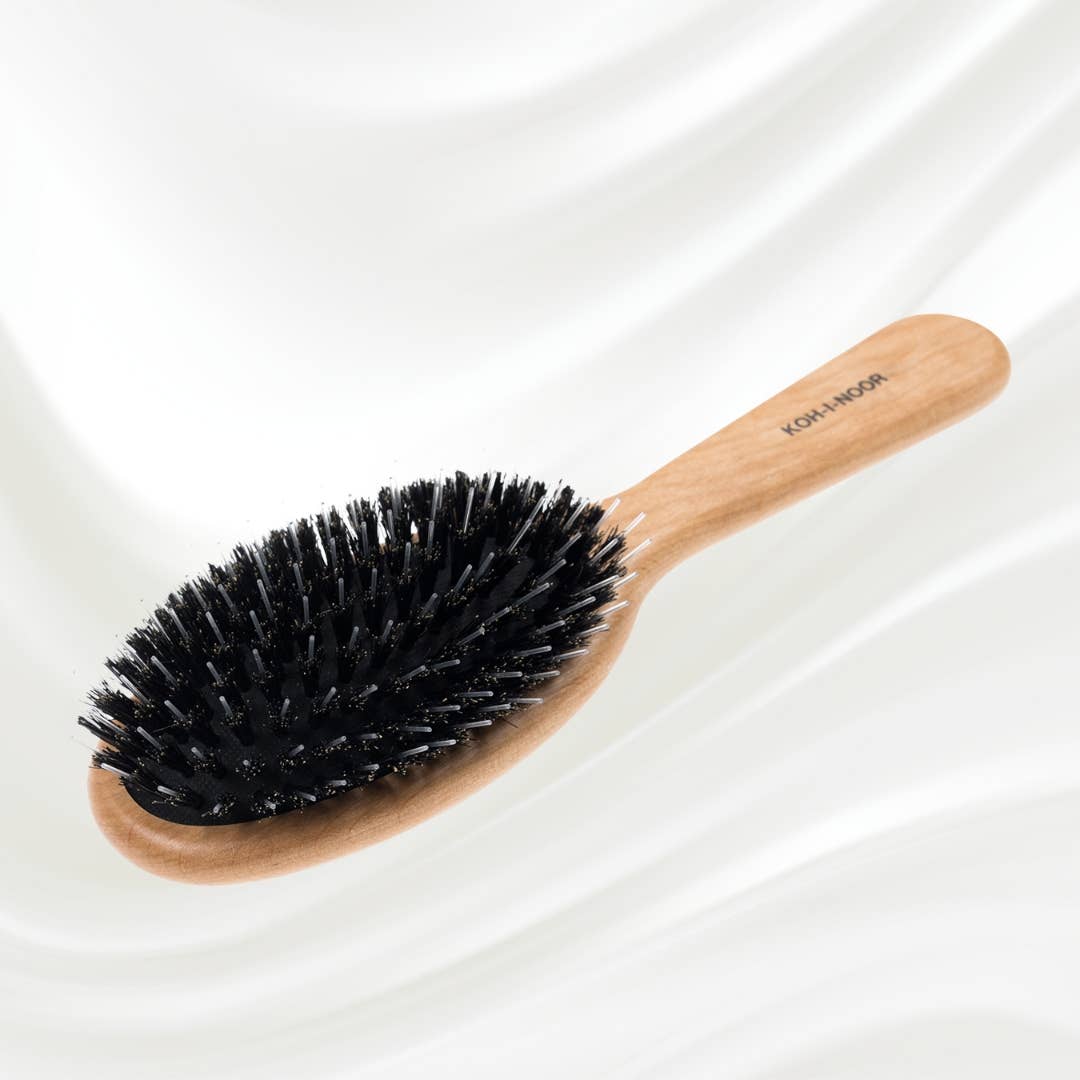 Koh-I-Noor - Vente Peigne/brosse à cheveux - Brosse pneumatique Legno avec poils de sanglier et picots en nylon, grande4