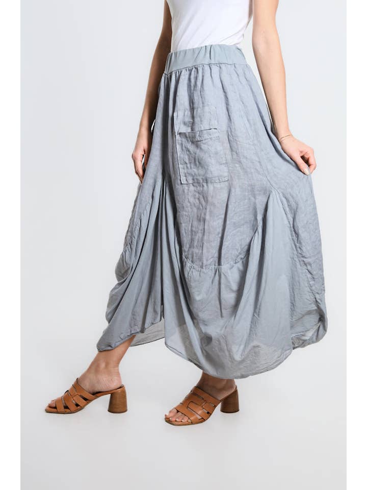 TINA Stephens Italy/Tees By Tina - Wholesale Skirt - Women's - Brenna Cotton/Linen Bunched Pocket Skirt (SL102W)10