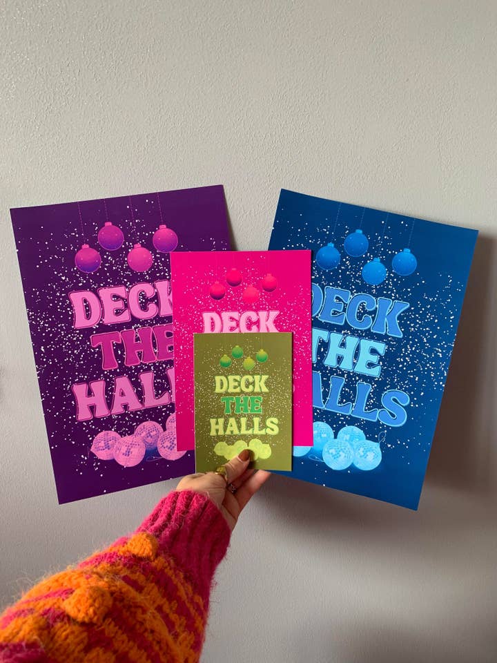 Deck The Halls Glittery Christmas Song Lyrics Wall Art Print for wholesale by Printicole