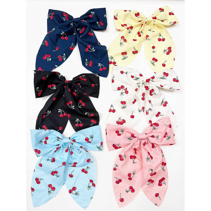 Mix Colors of Cherry Bow Hair Clips for wholesale on Faire