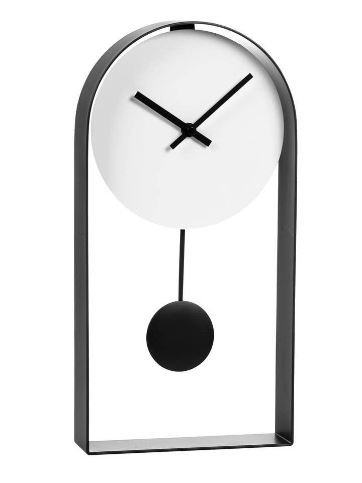 Black And White Pendulum Table Clock for wholesale by Flair Interiors
