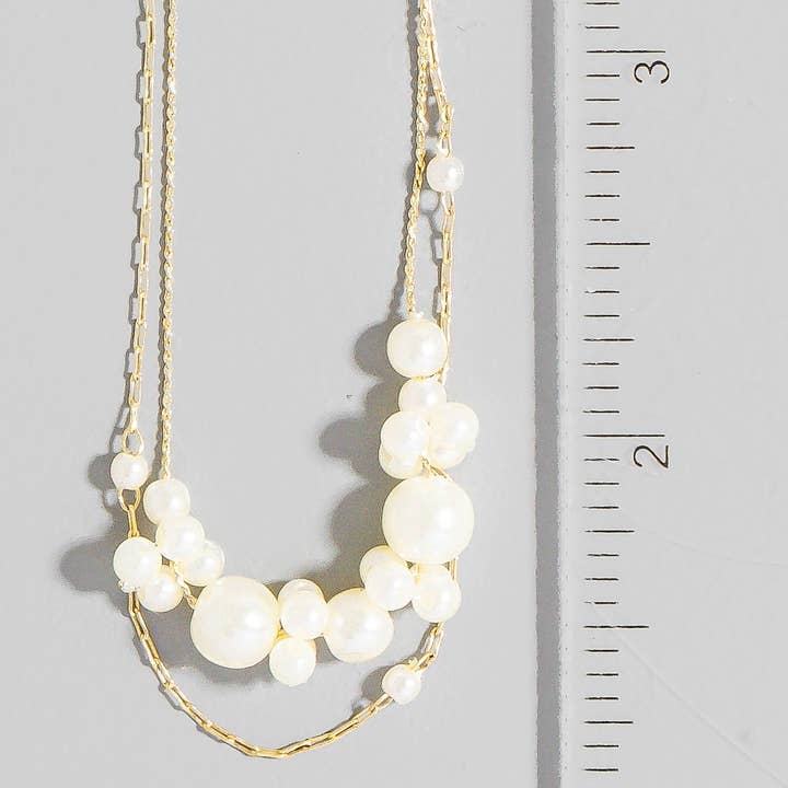 G Pearl Bead Clusters Layered Dainty Chains Necklace for wholesale on Faire2