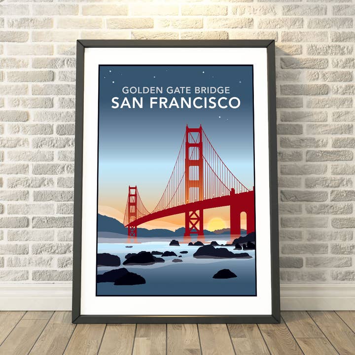 Golden Gate Bridge, San Francisco Print, Kort & Gaver for engroshandel hos Tabitha Mary