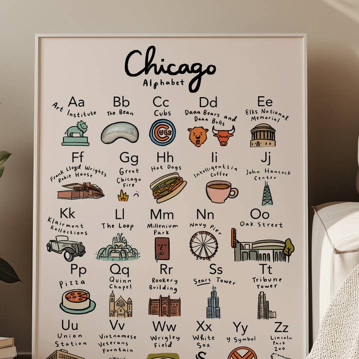 Chicago Alphabet 16x20 Poster for wholesale by Abbie Ren Illustration